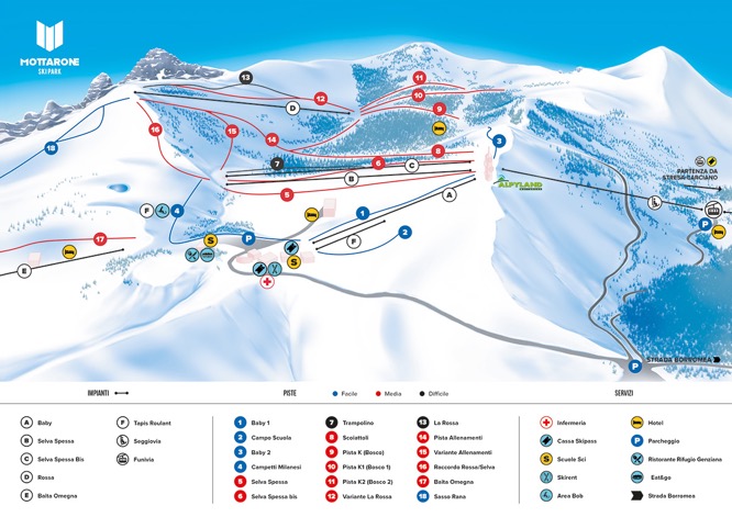 mappa piste Mottarone ski
