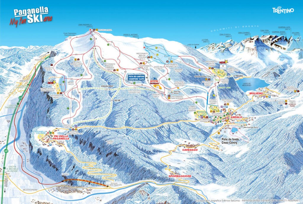 Mappa piste paganella ski: Andalo e Fai della Paganella